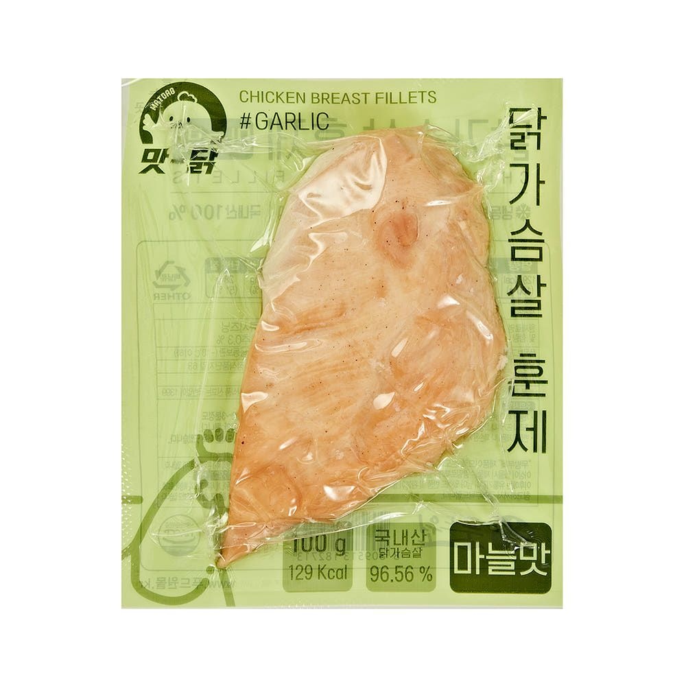 푸드원 맛닭 냉동 훈제 닭가슴살 마늘맛 100g 100팩 10kg