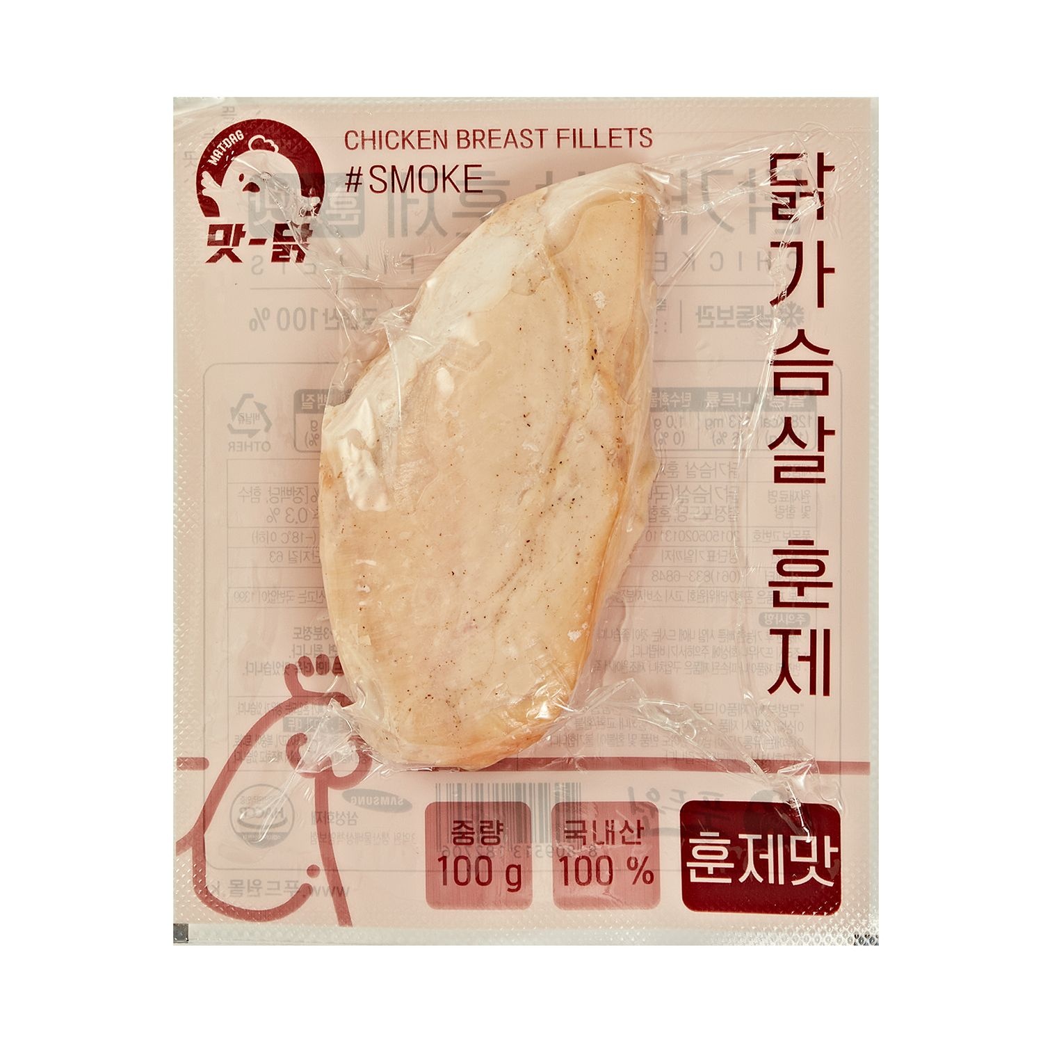 푸드원 맛닭 냉동 훈제 닭가슴살 훈제맛 100g 80팩 8kg