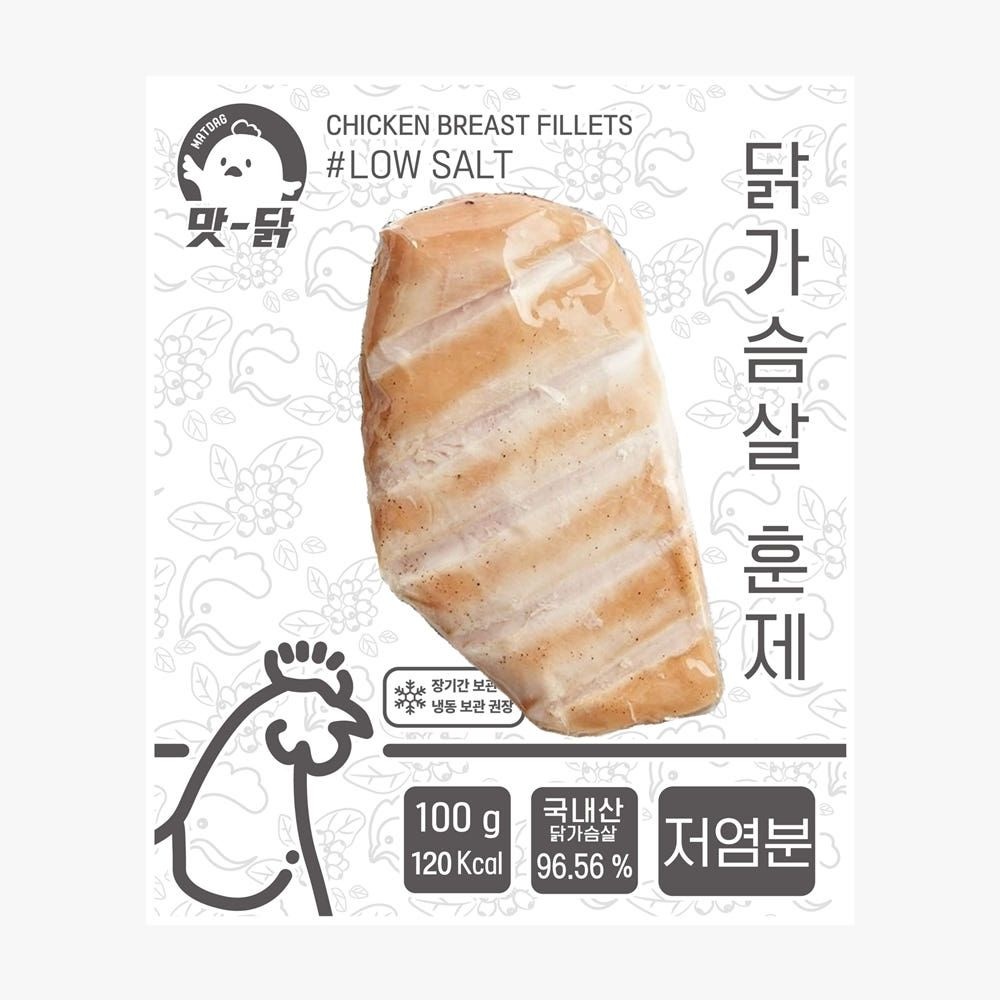 푸드원 맛닭 냉장 훈제 닭가슴살 저염분 100g 100팩 10kg
