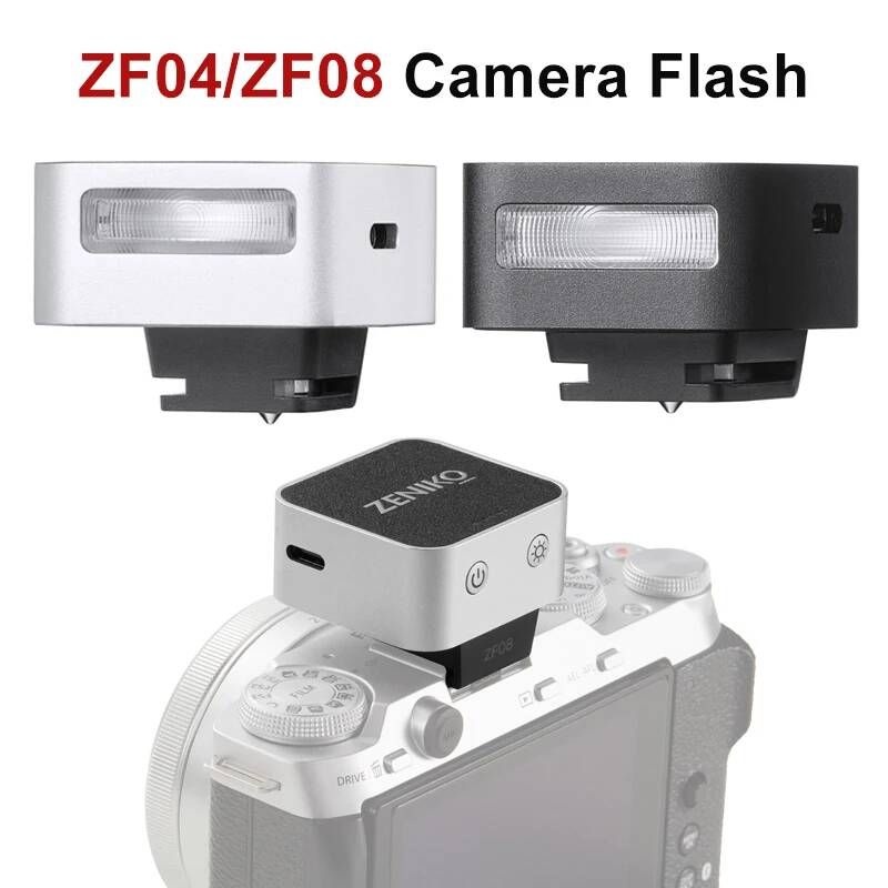 [해외] 카메라후레쉬 ZENIKO ZF04 ZF08 미니 레트로 플래시 핫슈 카메라 라이트 Fuji XT5 X100 XM5 Sony 소니 ZVE10 A7M4 Nikon Z30 Canon R8