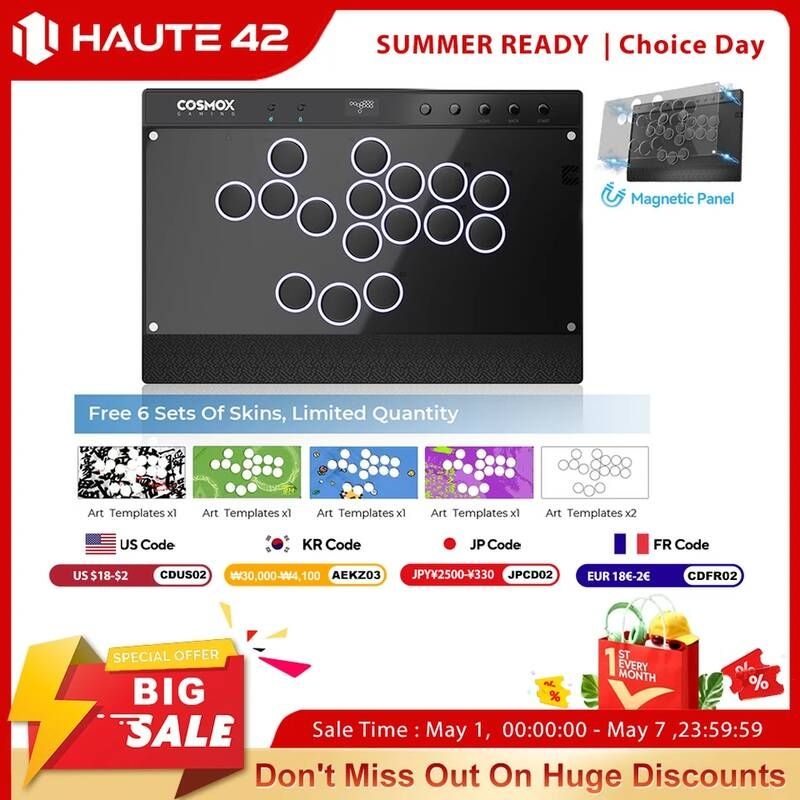 [해외] 게임패드거치대 Haute42 자석 히트박스 레버리스 버튼 림 아케이드 PCPS4PS5스위치용 스틱리스 스틱