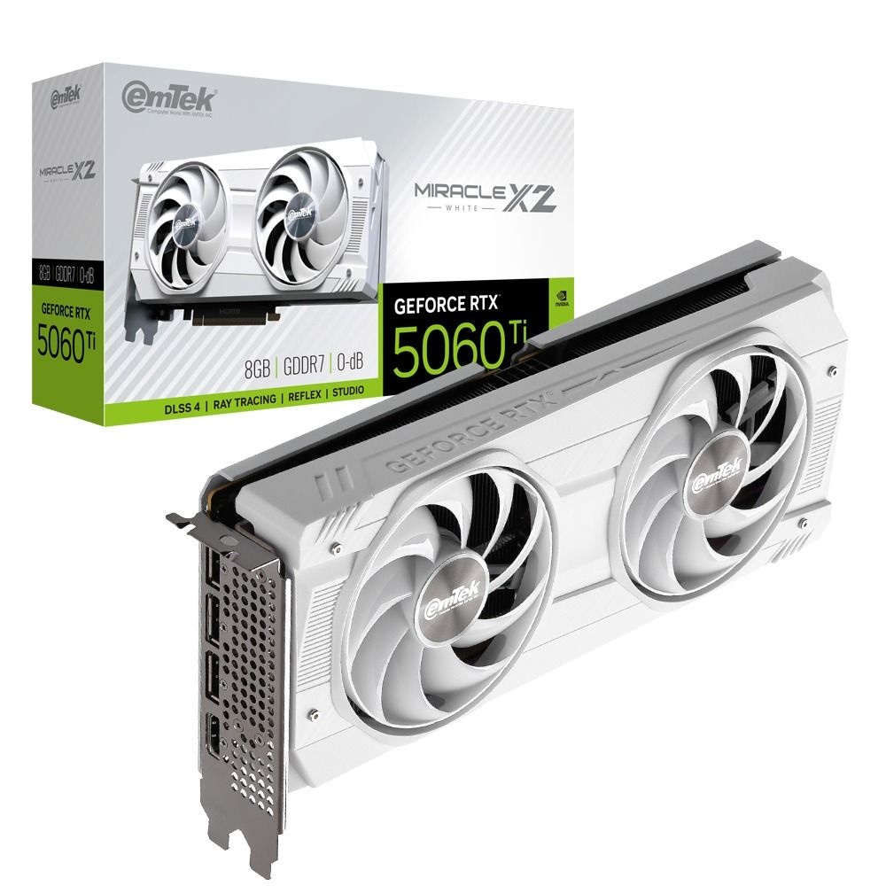 [오늘출발] 이엠텍 HIT 이엠텍 지포스 RTX 5060 Ti MIRACLE X2 WHITE D7 8GB /그래픽카드/정품/안심포장