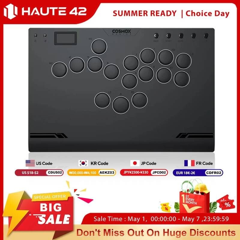 [해외] 마우스피트 스티커 Haute42m Gen2 알루미늄 합금 히트박스 레버리스 스틱리스 아케이드 스틱 PCPS4PS5용 격투 게임