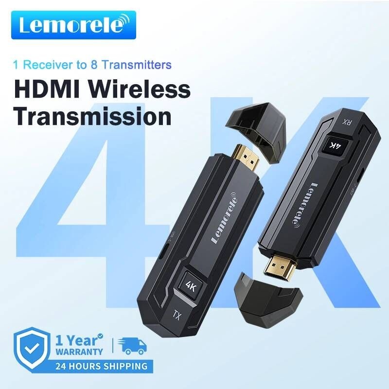 [해외] HDMI무선송수신기 Lemorele 4K 무선 HDMI 송신기 수신기 키트 -모니터 프로젝터 HDTV PC 카메라 노트북 Xbox Live