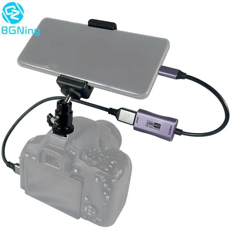 BGNing [해외] HDMI캡쳐보드 녹화 방송 안드로이드 폰 태블릿 카메라 모니터 캠코더용 HDMI 호환 어댑터 브이로그 유튜버 영화 DSLR