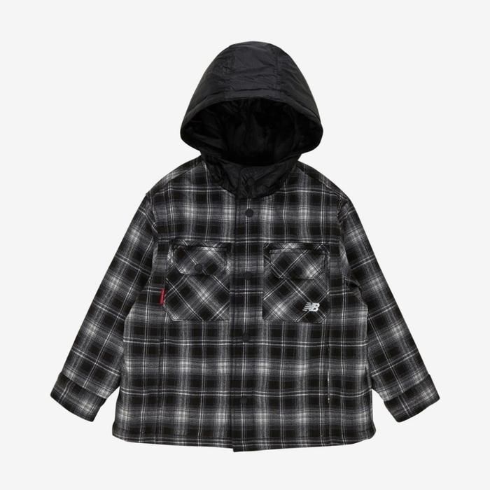 뉴발란스키즈 CLASSIC REMIX_체크 후드 패딩 셔켓 NK9DG1301U_Black