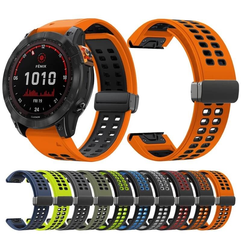 UnKnown [해외] 가민피닉스 Garmin Fenix ​​6XPro 5XPlus EPIX Gen2 TACTIX DELTA 팔찌 시계 밴드 퀵핏 22MM 26MM 실리콘 자석 D 버클 스트랩