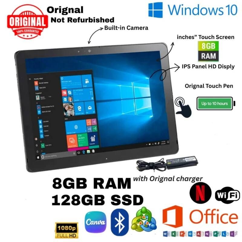 Glavey [해외] 게임용태블릿 AR10 윈도우 10 태블릿 PC 10인치 8GB RAM 128GB ROM x5-Z8300 CPU 64비트 쿼드 코어 1920x1200 IPS 스크린 듀얼 카메