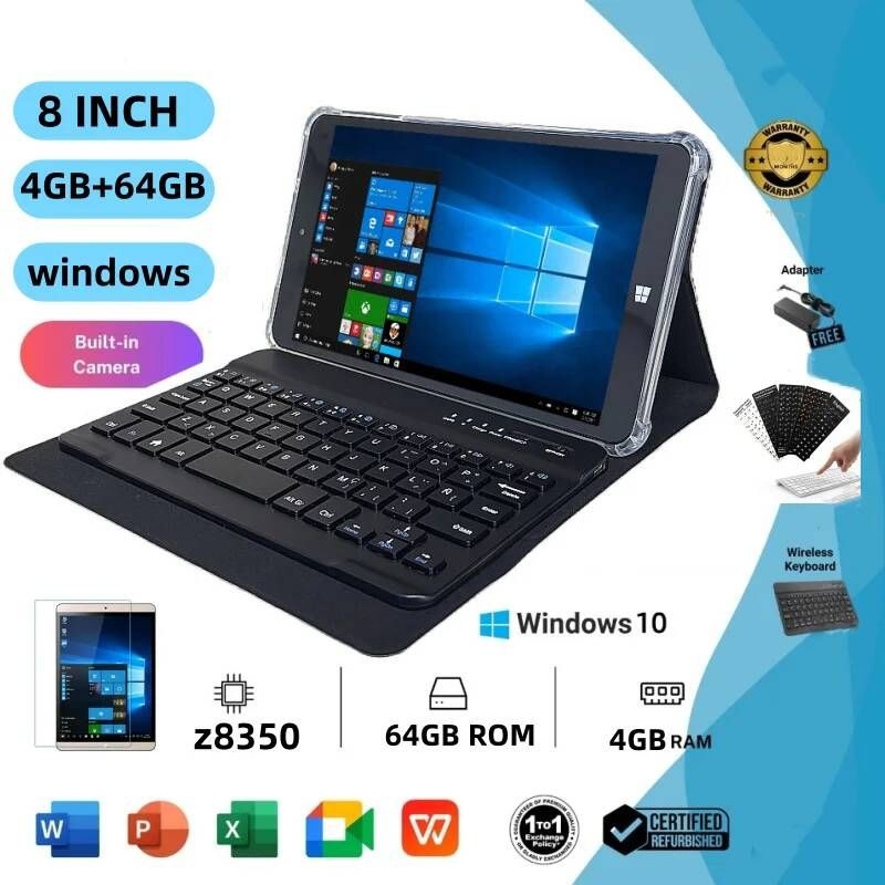 Glavey [해외] 가성비태블릿 8인치 Z8300 CPU 64비트 4GB 램 64GB 롬 AR1 윈도우 10 태블릿 PC 1280x800 IPS 화면 쿼드 코어 듀얼 카메라