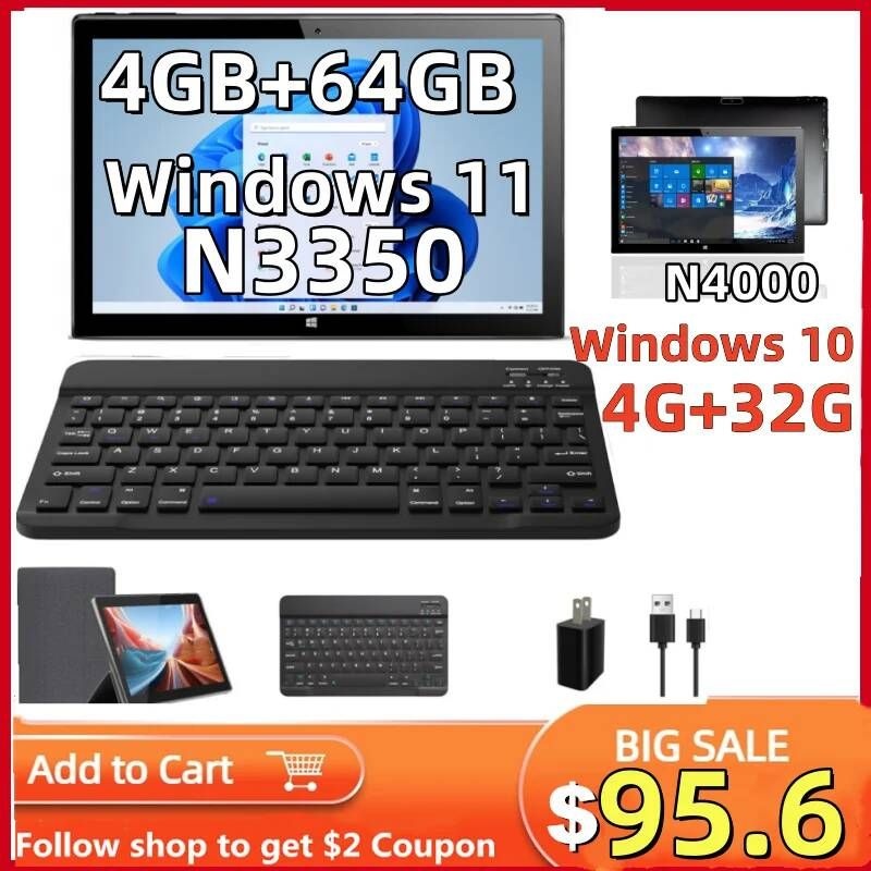 Glavey [해외] 가성비태블릿 101인치 64비트 AR40 윈도우 11 태블릿 PC 4GB DDR RAM 64GB ROM N3350 1920x1200 IPS HDMI 호환 WIFI 듀얼 카메라