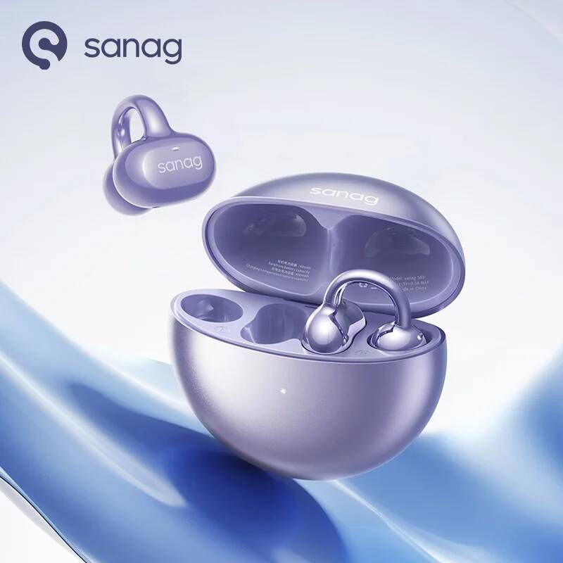 Sanag [해외] 수영이어폰 사나그 S6S 프리 오픈 이어 클립형 이어폰 3D 사운드 블루투스 헤드폰 OWS 스포츠 무선 헤드셋 터치 앱 E