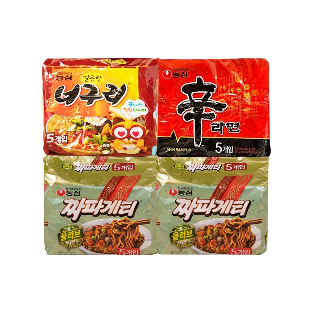 농심 신라면 5개입 + 너구리 5개입 + 짜파게티 10개입 (총20봉) 봉지라면 라면세트