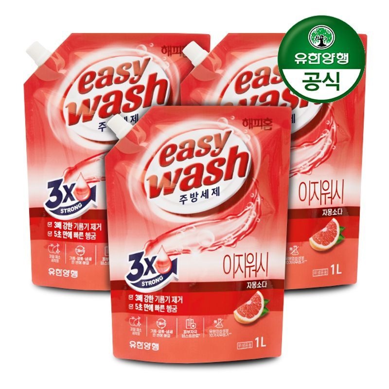 유한양행 [유한양행]  해피홈 이지워시 주방세제 자몽소다 1L x 3개
