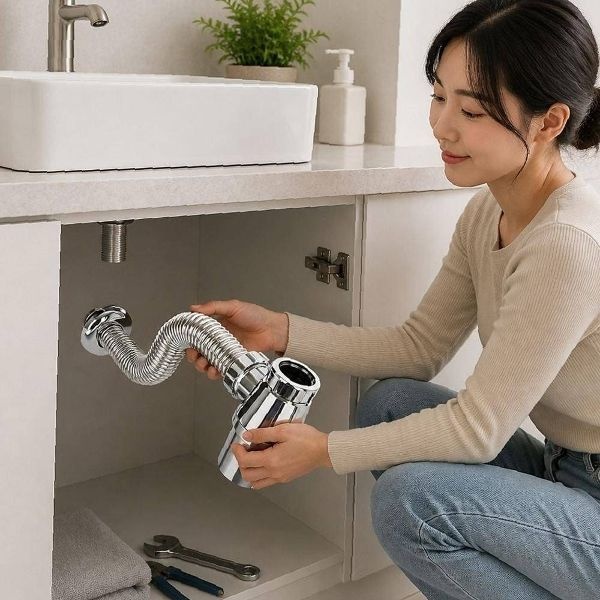 ( )세면대 배수관 망치 P트랩 욕실 배수구 수리 부속품