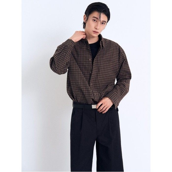 데일리 플란넬 체크 셔츠 브라운 456964MMED