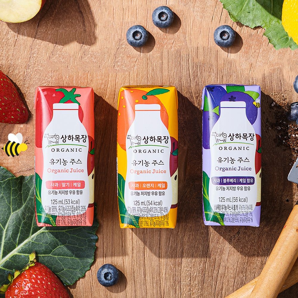 매일 상하 유기농주스 3종 사과오렌지케일/사과딸기케일/사과블루베리케일 125mL 24팩