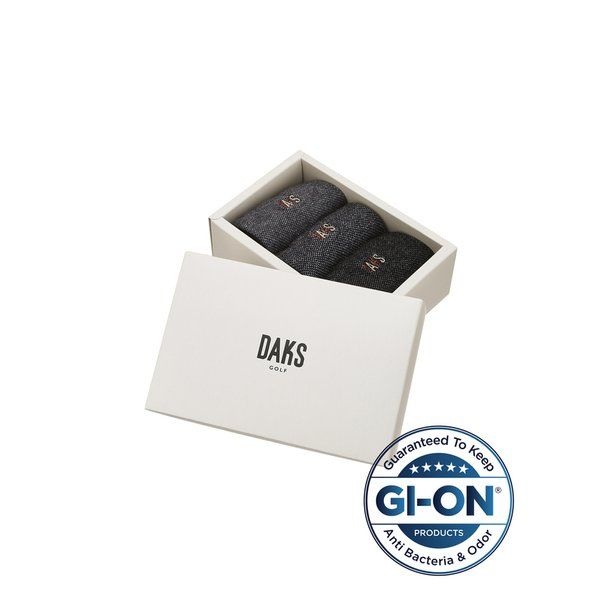 닥스골프 [26FW [지아이온[ONLINE EXCLUSIVE 블랙 로고자수 면혼방 중목양말 3종세트 DGSS6F902BK 517041