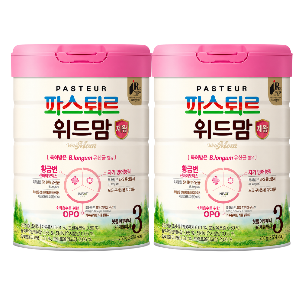 파스퇴르 위드맘 제왕 분유3단계 750g 2개