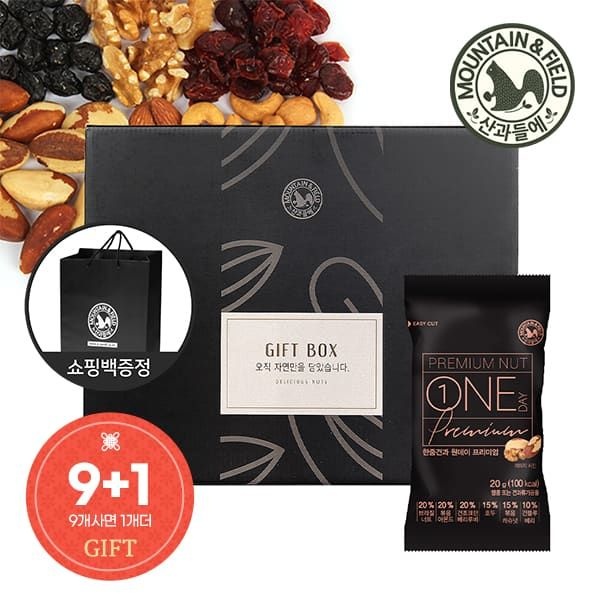 산과들에 (현대홈쇼핑) [9+1]산과들에 하루견과 원데이프리미엄 50봉 선물세트 +쇼핑백 (견과명절선물)