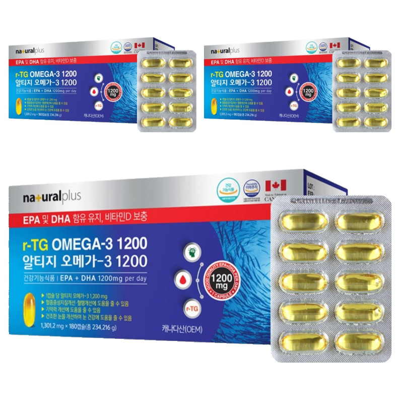 내츄럴플러스 알티지 오메가3 1200 1301.2mg x 180캡슐,3개