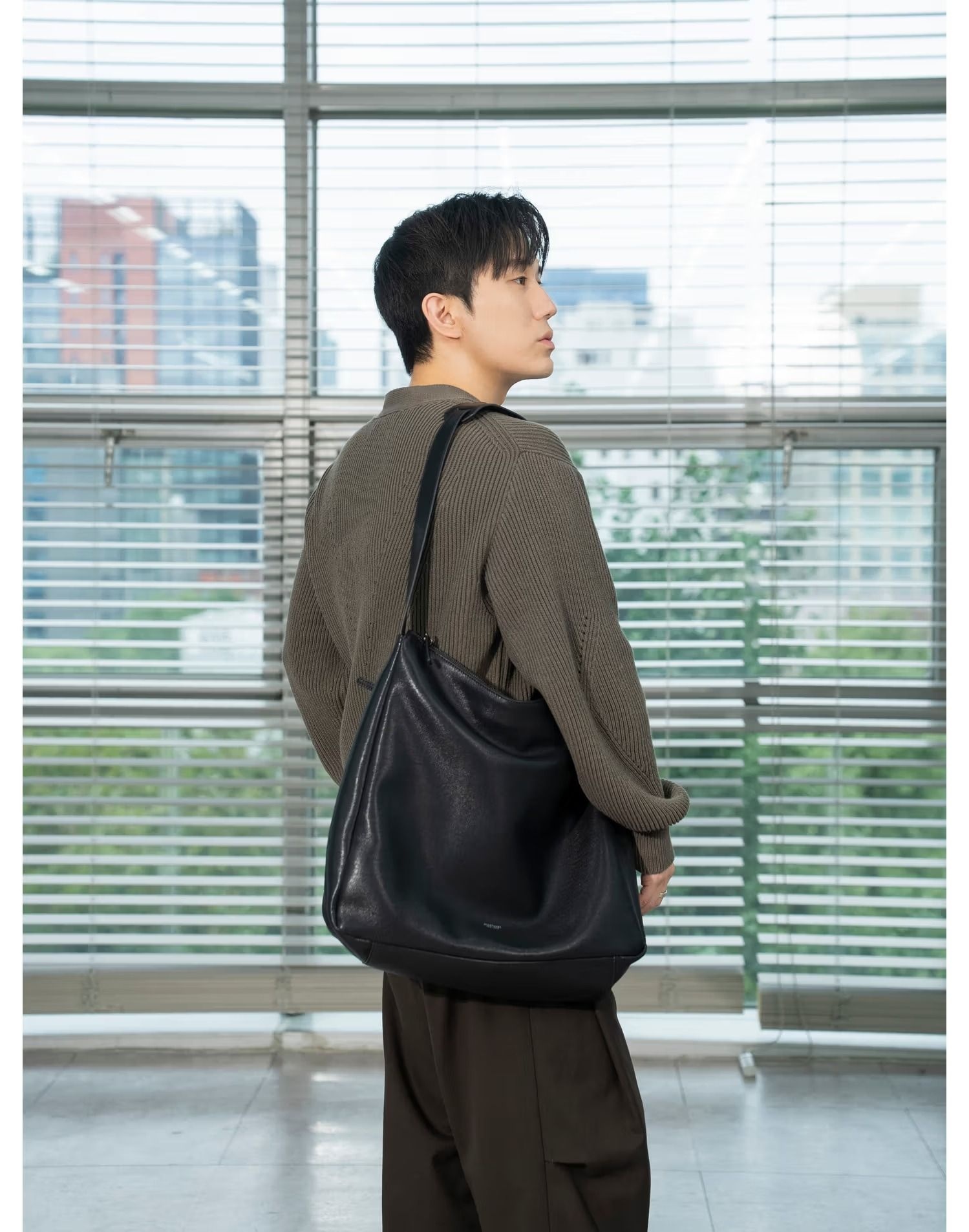 JUBA6F930BK [삭형콜라보] 블랙가죽 2WAY 숄더백 (카드지갑포함)