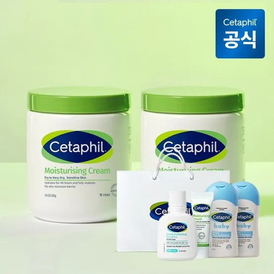 [15%다운로드쿠폰] 세타필 모이스춰라이징 크림 550g 2개(+로션 29ml+크림 10g+워시 50ml 2개)