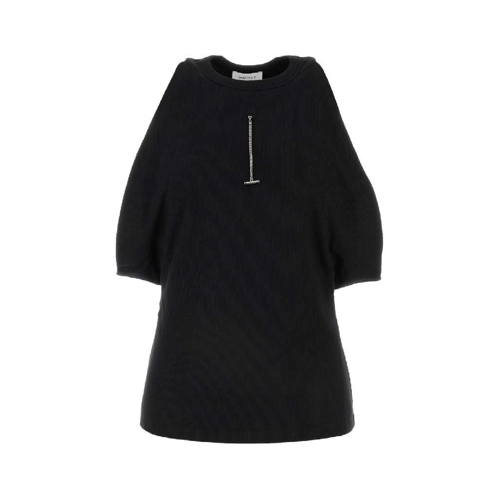 알렉산더 맥퀸 [X45]알렉산더 맥퀸 804191QLADW 1000 Black stretch cotton top 여성 셔츠 남방 반팔 긴팔 블라우스