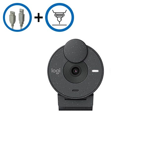 연장케이블+각인서비스 로지텍 Brio300 FHD 브리오 300 그래파이트 화상카메라 웹캠 캠 컴퓨터 PC 줌