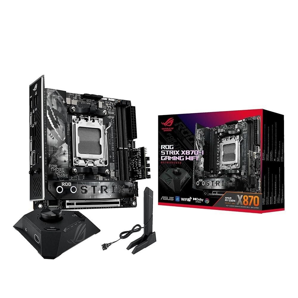 [해외] ASUS ROG Strix X870-I 게이밍 Wi-Fi AMD X870 AM5 DDR5 8400 HDMI 2xUSB4 2X M2 USB3.2 7 + BT Aura RGB 2.5Gbit LAN 미니 ITX 10+2+1 파워 스테이