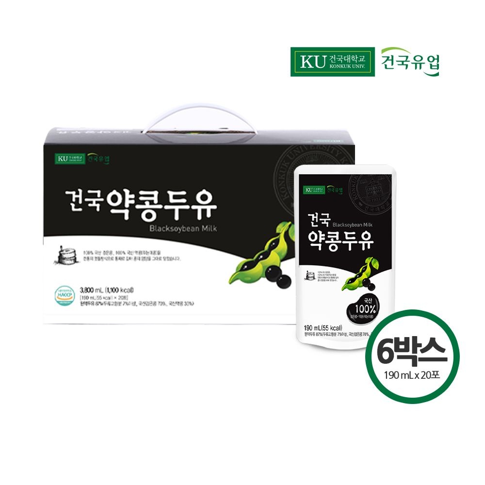 [오늘출발] 건국유업 건국 약콩두유 120팩 / 100% 국산 검은콩과 국산 약콩