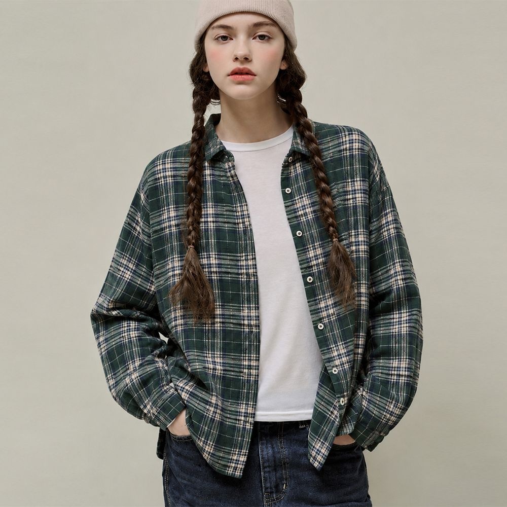 슬로우롤리 [3차] Stitch collar washed check shirt_2 Colors