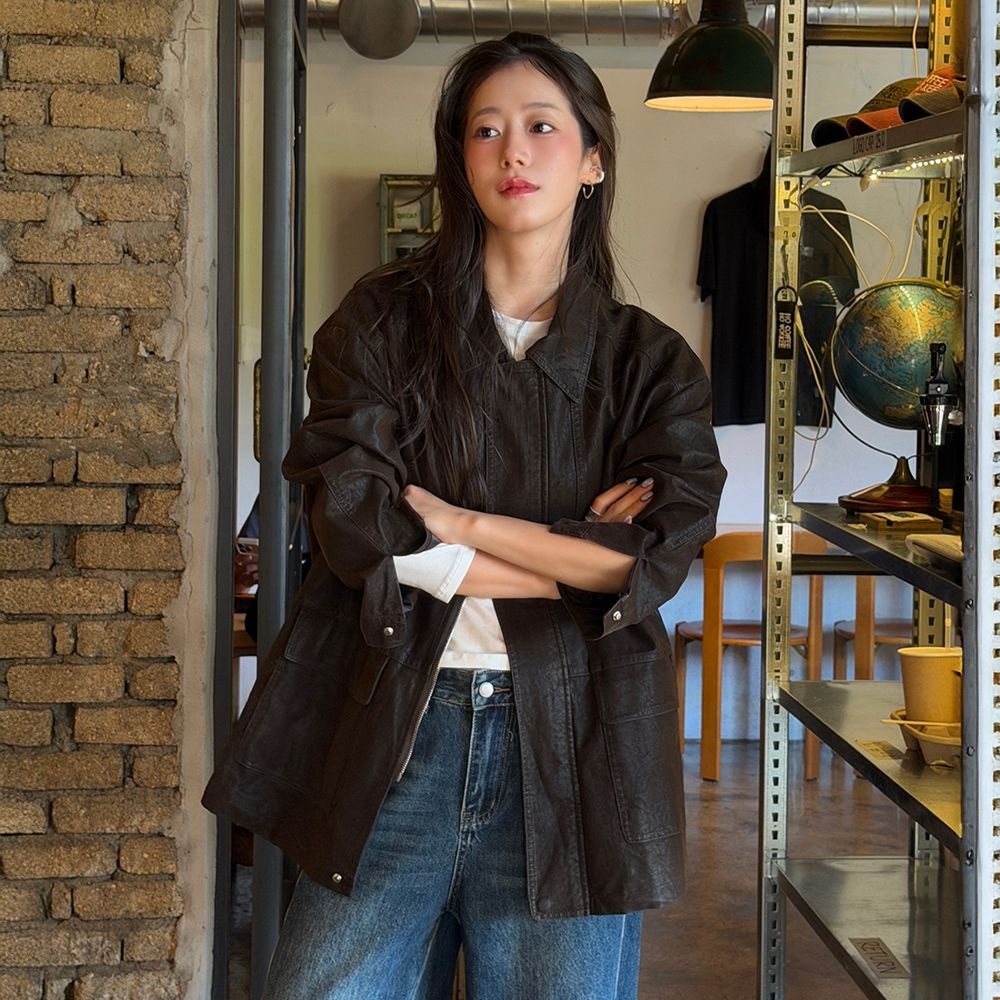 이비엠 로우 레더 필드 자켓 EMQ9EOT220