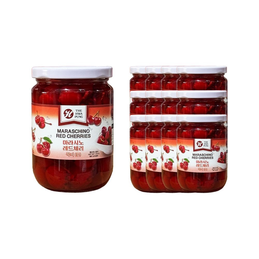 화풍 마라시노 레드체리 375g /꼭지있음 한박스 (375g x 12ea)