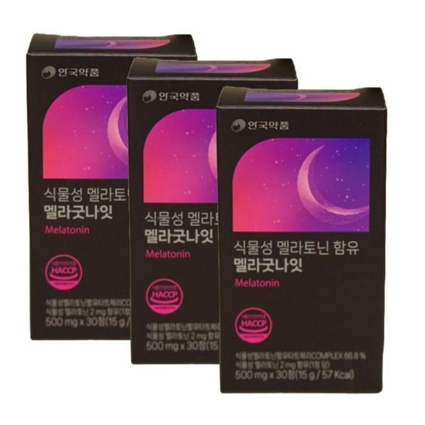 [하프클럽]안국약품 식물성 멜라토닌 멜라굿나잇 500mg X30정 3개 /SJ