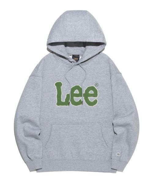 lee 부클 트위치 로고 기모 후드 티셔츠 그레이
