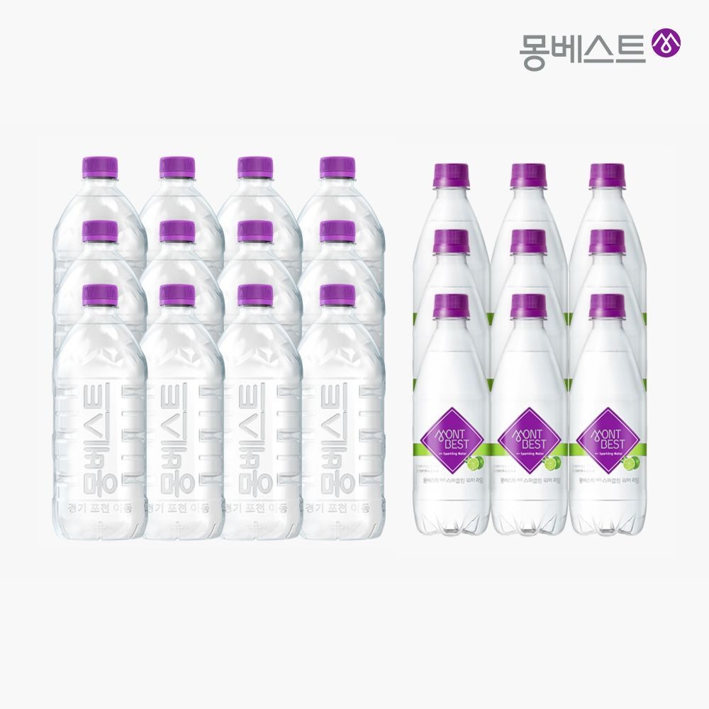 몽베스트 위드어스 생수 1L 12병+라임 탄산수 500mL 20병(플레인, 레몬, 라임)
