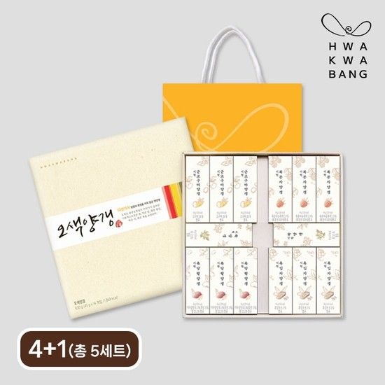 화과방 [4+1] 오색양갱세트 14개입 총 5세트 (+쇼핑백) / 선물세트 전통간식 5가지맛 팥양갱
