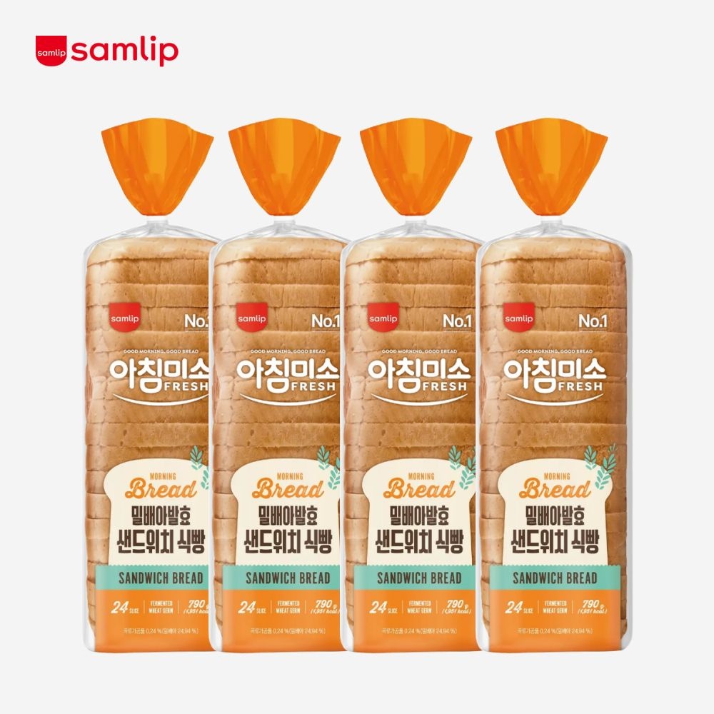 삼립 아침미소 밀배아발효 샌드위치식빵 790g, 4개