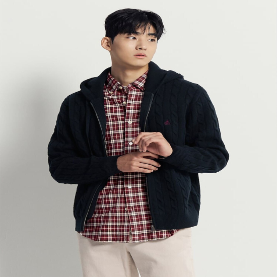 케이블 후드 집업 카디건 네이비 (BC5X5AC65R)