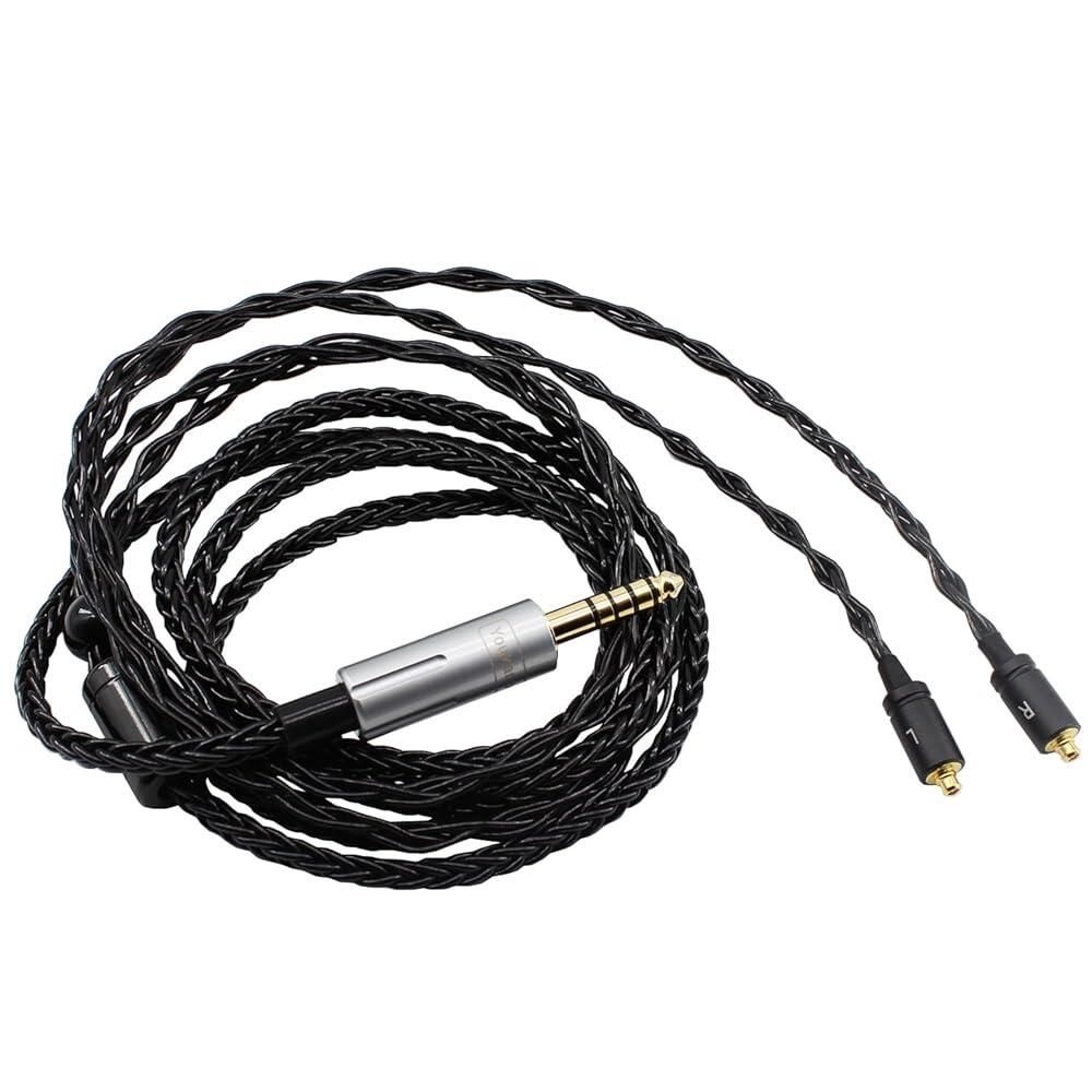 [해외] Youkamoo IEM 교체 케이블, 탈착식 이어폰 Shure SE215, SE315, SE425 SE535, SE846과 호환되는 4.4mm 밸런스 MMCX 코드 (실버) 443848