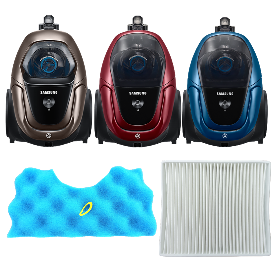 삼성 진공 청소기 정품 스펀지 먼지통 필터 배기 필터 세트 VC44M3140LU VC33M3111L1, 워셔블필터