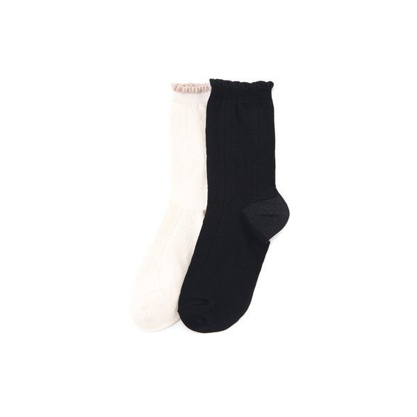 닥스 [26SS 블랙 펄장식 면혼방 중목 양말 2종 세트 DLSS6B201MU 520956