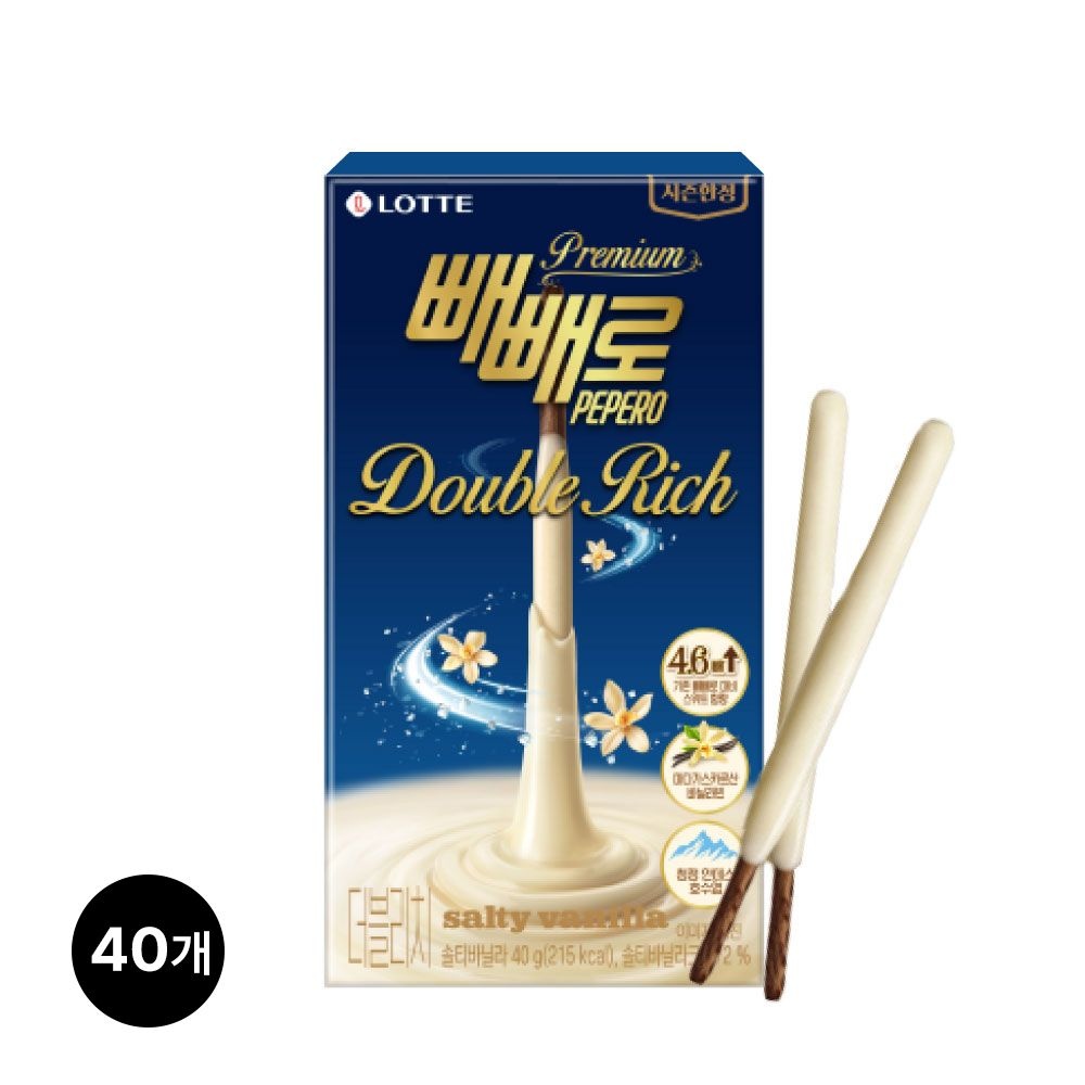 롯데 프리미엄 빼빼로 더블리치 솔티바닐라 40g x 40개