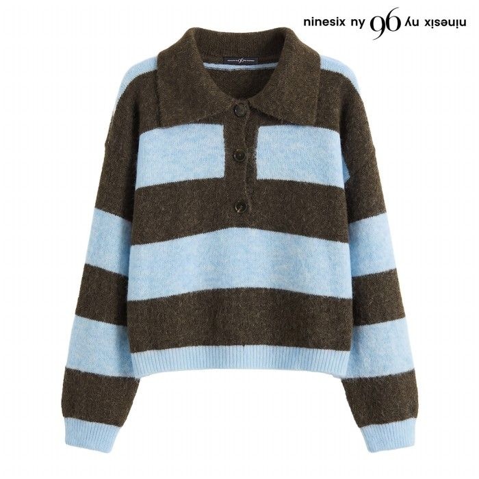 나인식스뉴욕 데일리 단가라 반버튼 카라 긴팔 니트 (NQ4KT011L0)