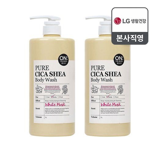 온더바디 [포토리뷰1,000P]온더바디 퓨어시카쉐어 바디워시 머스크향 1000ml x 2개