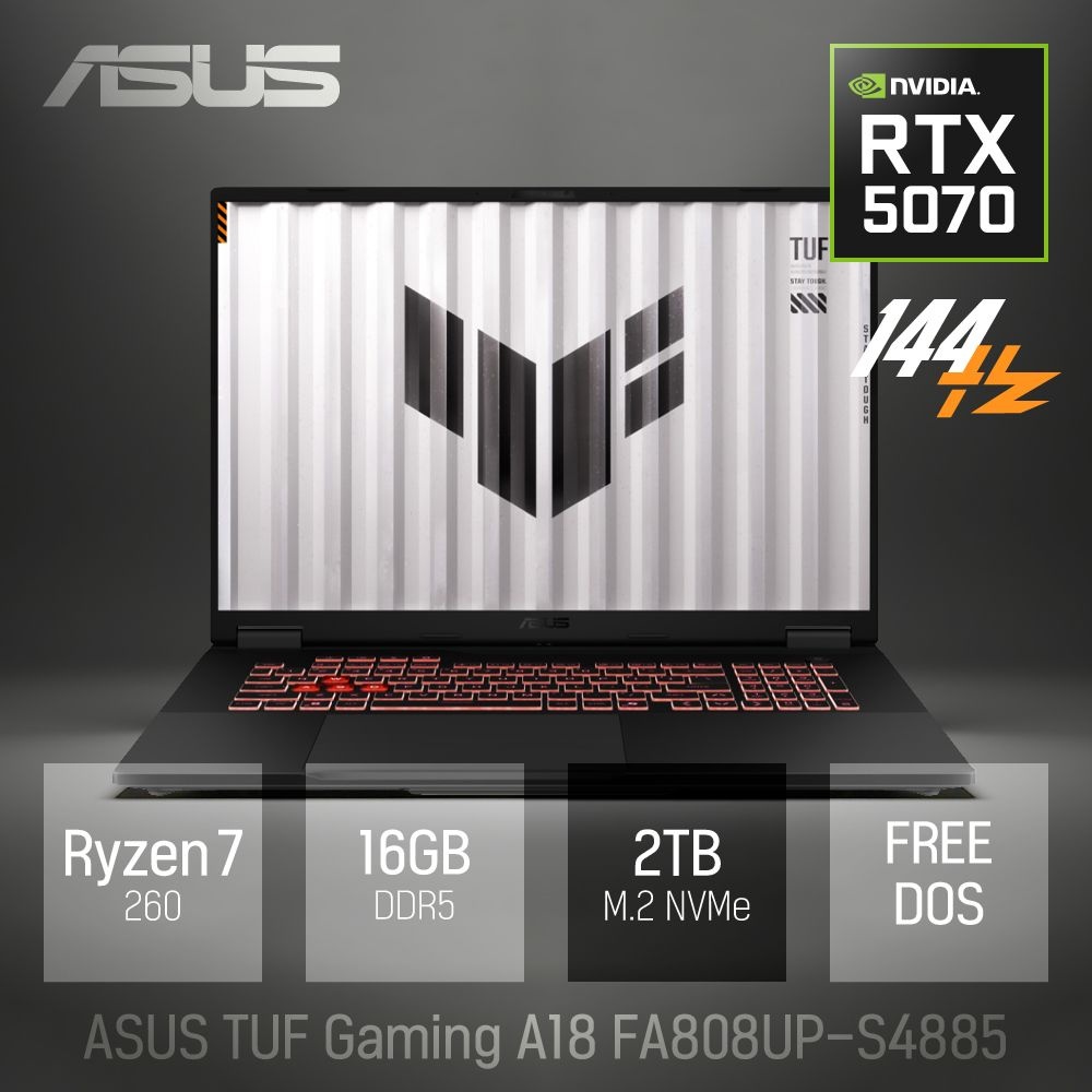 ⓒ ASUS TUF Gaming A18 FA808UP-S4885 16GB 2TB / 18인치 포토샵 게임 편집용 고성능 코딩 캐드 노트북