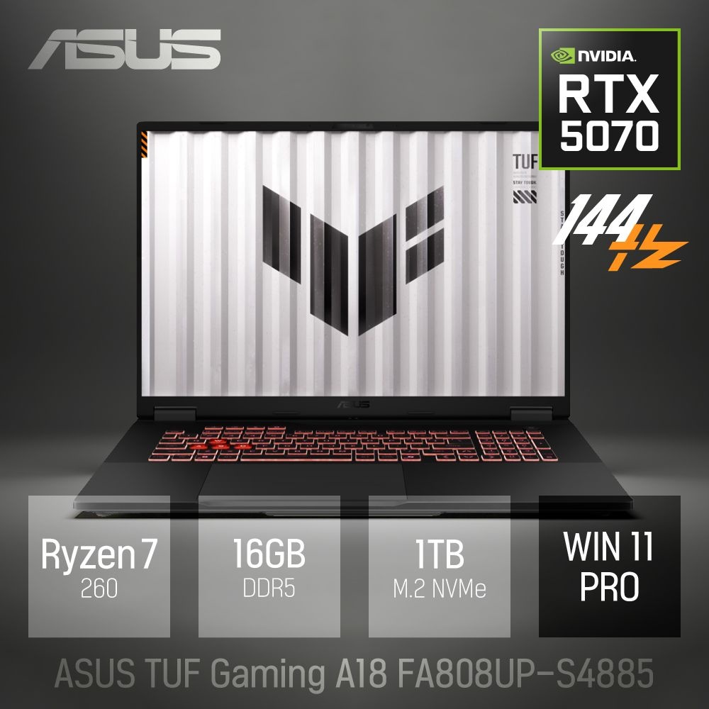 ⓒ ASUS TUF Gaming A18 FA808UP-S4885 16GB 1TB WIN11 / 18인치 게임 편집용 고성능 코딩 캐드 노트북