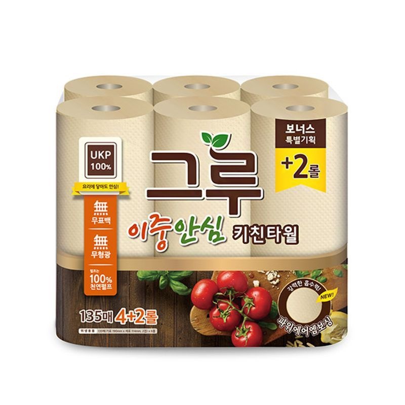 삼정펄프 [삼정펄프] 그루 무표백 키친타올 135매 4+2롤