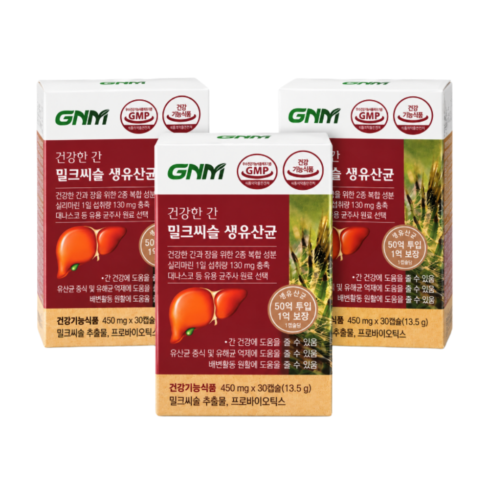 동서바이오팜 GNM 건강한간 밀크씨슬 생유산균 450mg x 30정, 3개