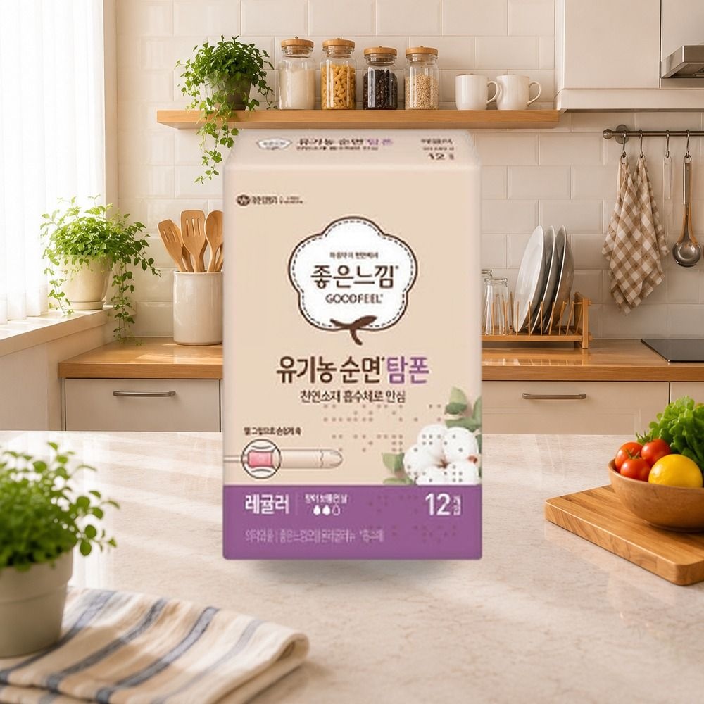 좋은느낌 유기농100%순면흡수체 탐폰 레귤러 12매 3개